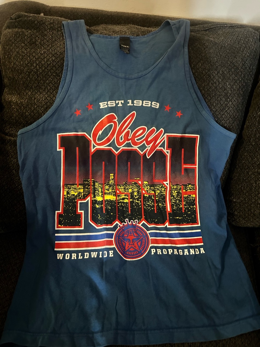 Obey POSSE Classic Racerback Tank Top in Blue Mens Rare!